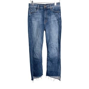 Mother Insider Crop Step Fray High Rise Medium Wash Jeans Size 27 Blue